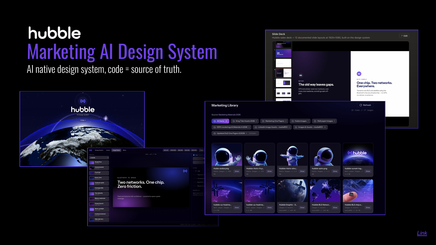 Hubble marketing design system with brand guidance and a marketing asset library